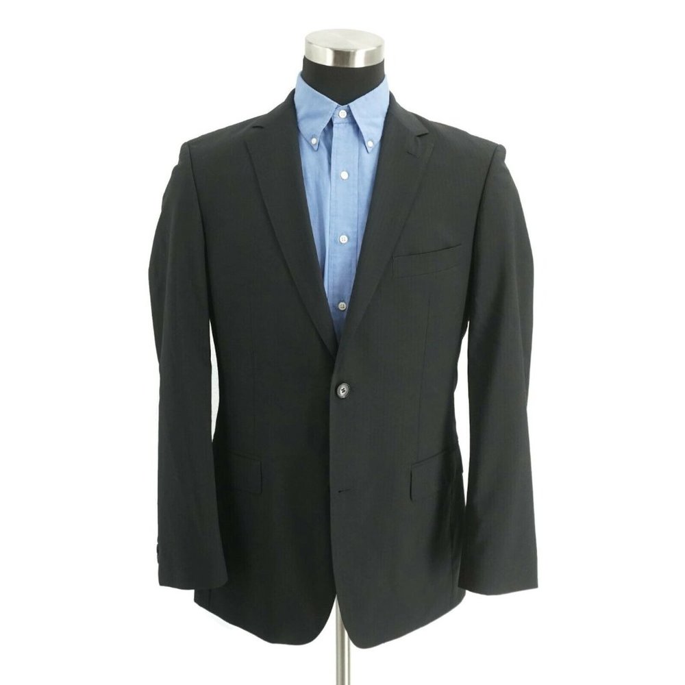 Boss Hugo Boss Mens Paolini/Movie Blazer Suit Jacket Size 40L Wool Black Stripe